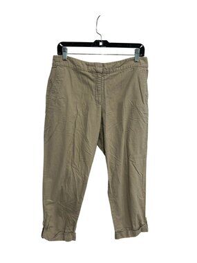 Eileen Fisher Medium Organic Cotton Cropped Pants Rolled Cuffs Neutral Aesthetic